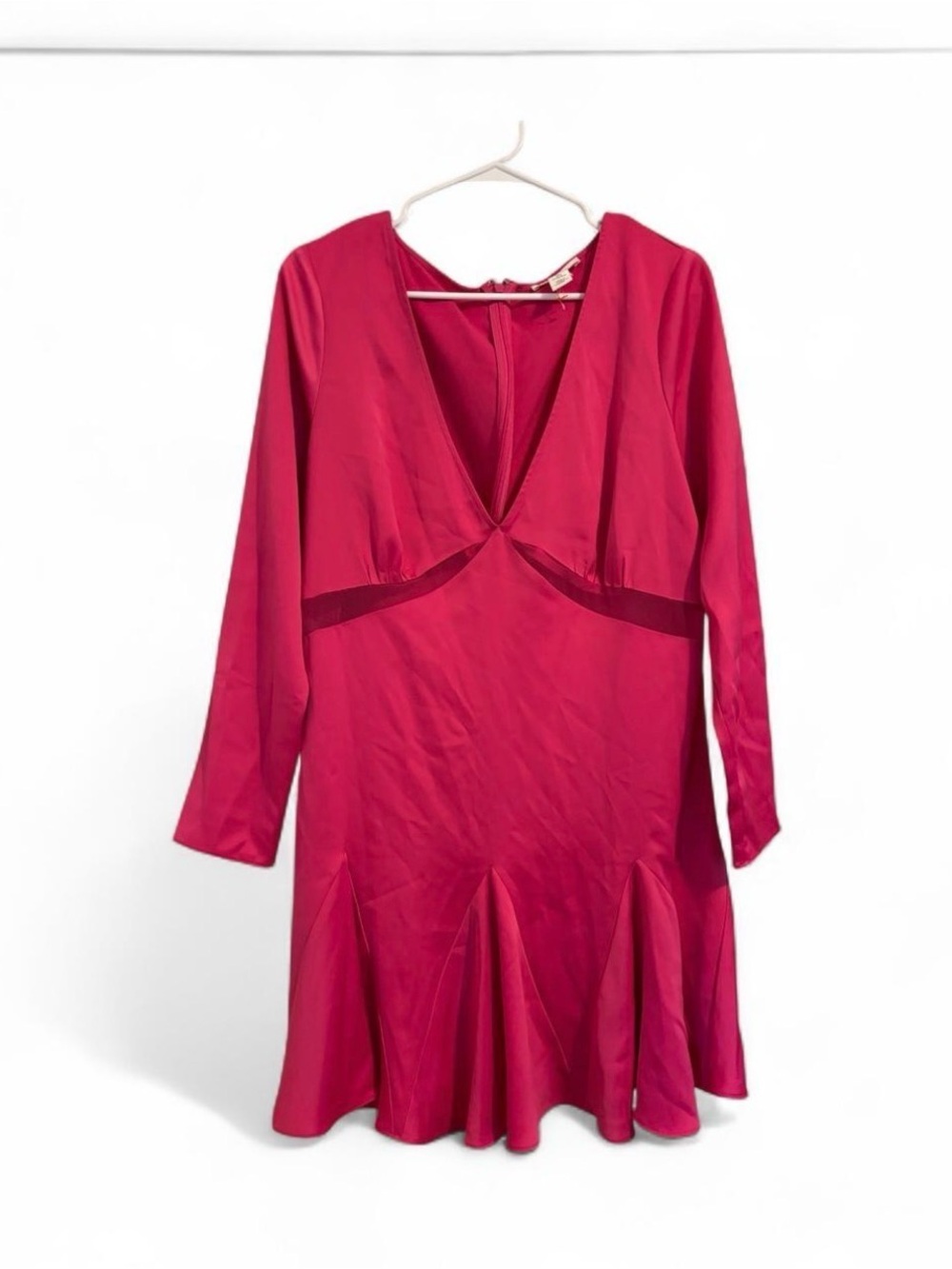 H&M Pink Long Sleeve Mini Dress Cut Out Detail Women’s Size Large